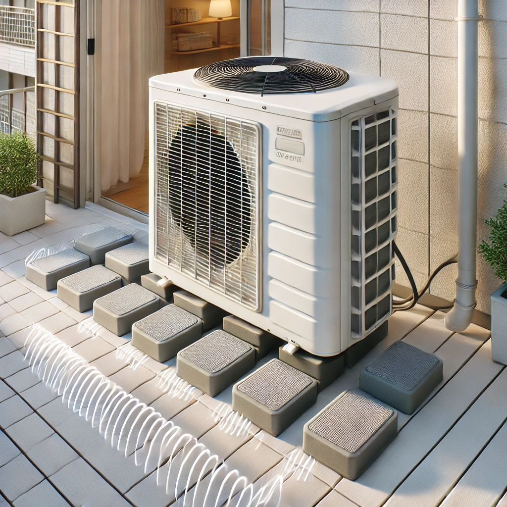 室外機の騒音に防振ゴムは効かない？