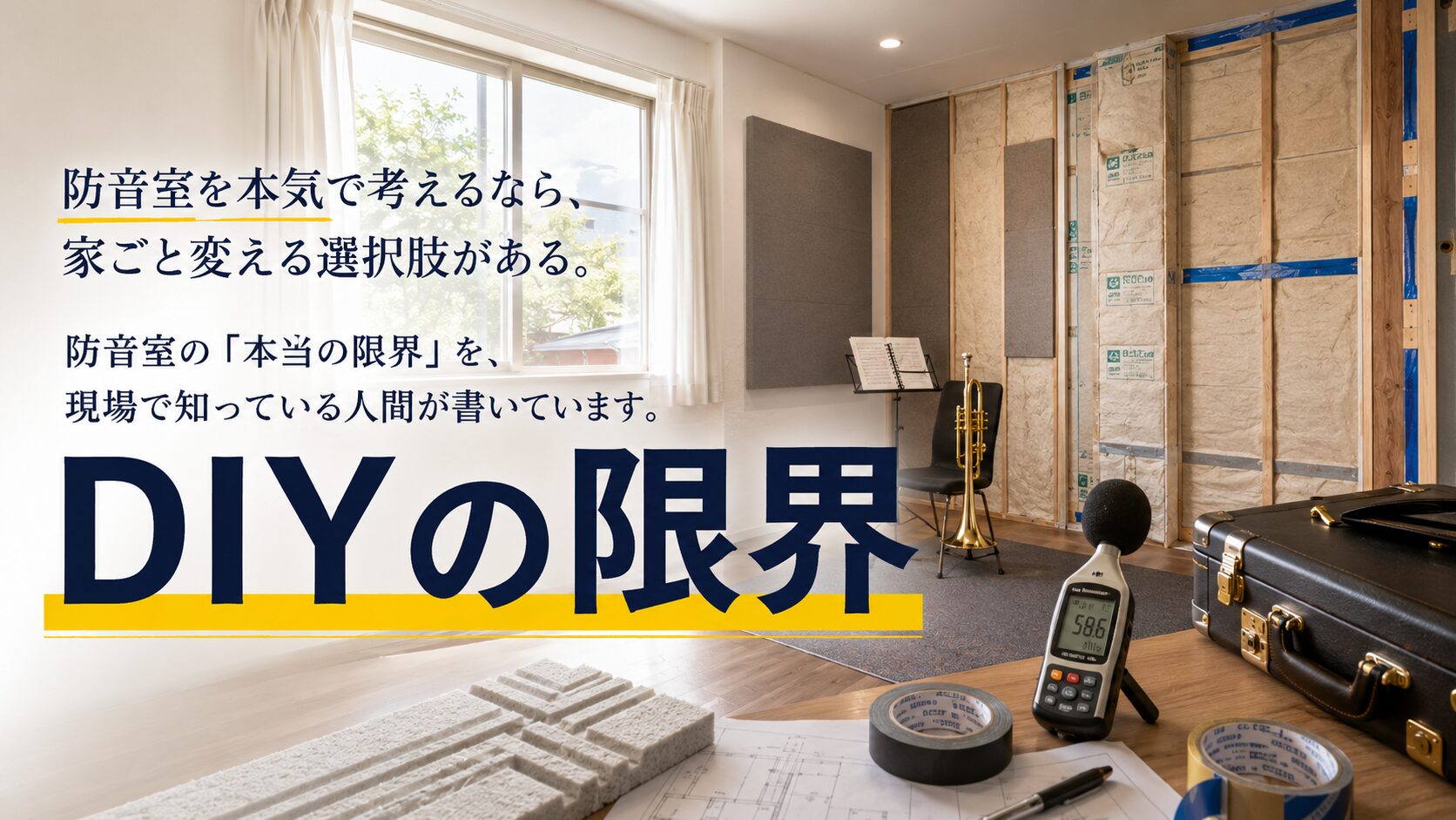 DIY防音では届かない本格的な防音室の限界を表す画像