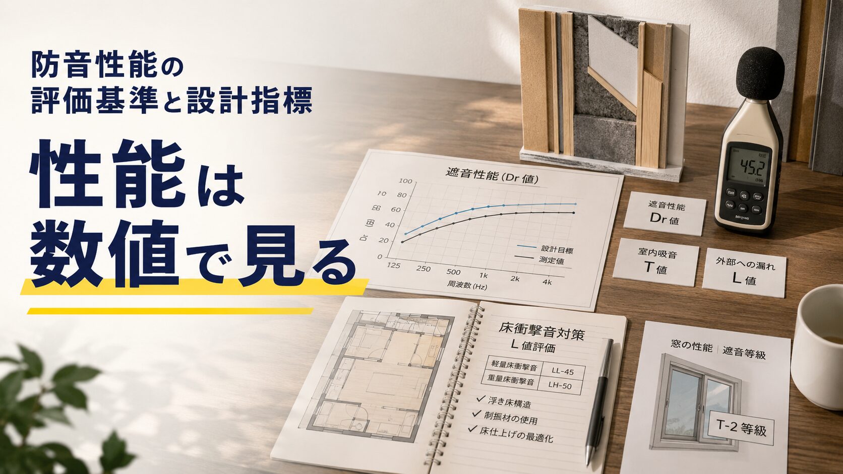 防音性能の評価基準と設計指標を表す画像