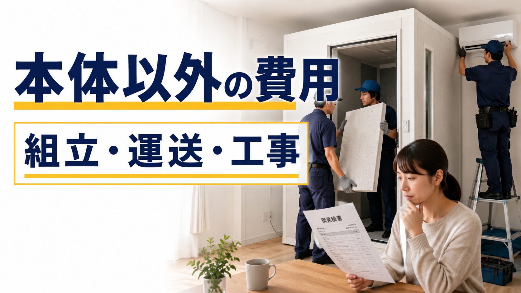 防音室の本体価格以外にかかる組立費や運送費を示す画像