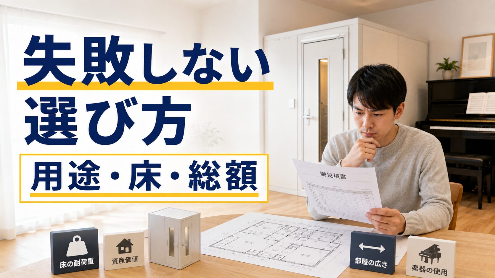 防音室選びで後悔しないための用途や床荷重を確認する画像